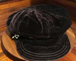 Vintage Betmar New York Ladies Brown Velvet Cap with rhinestone embellishment